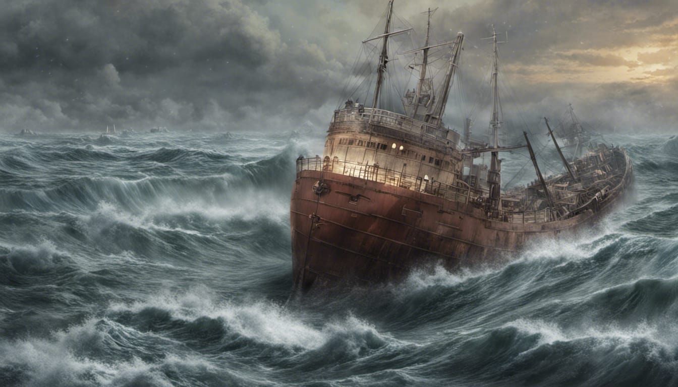 Dramatic Wreck of the Edmund Fitzgerald Digital Painting