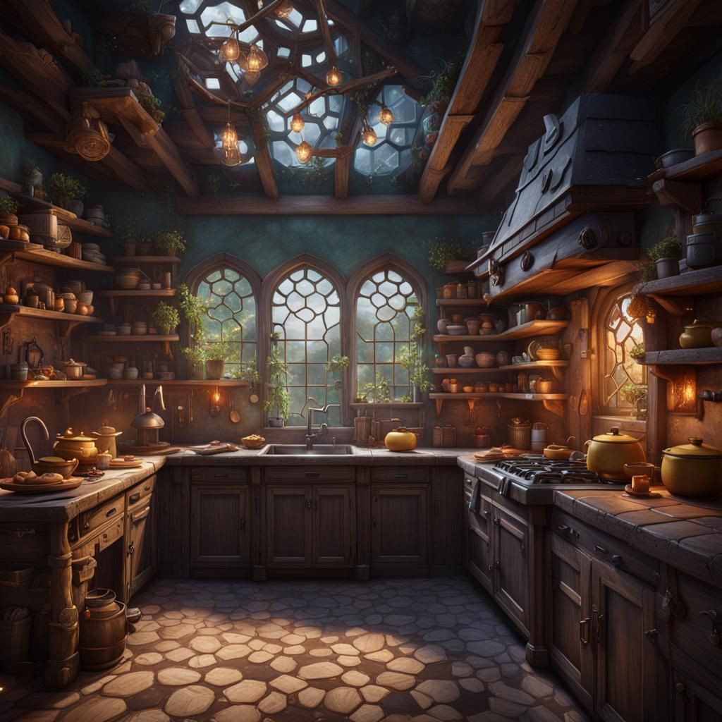 Faerie Witch's Kitchen Battle Map in Fantasy Art