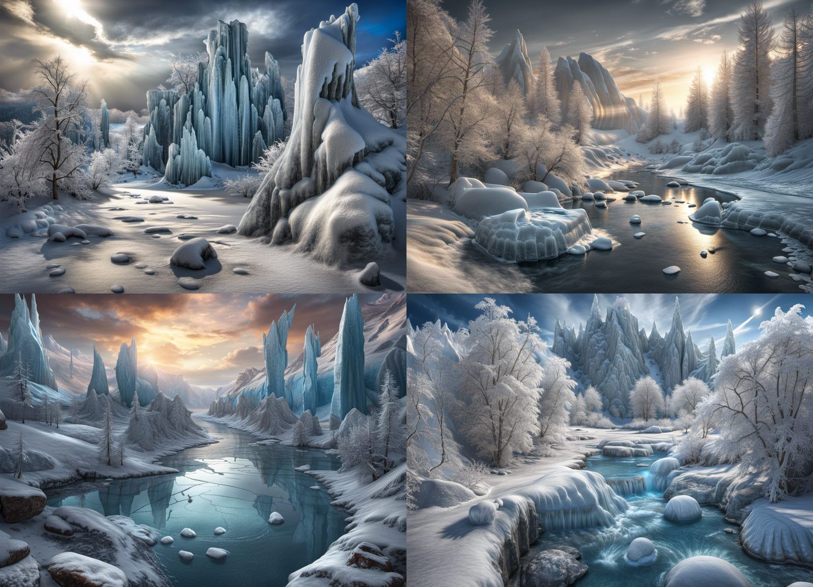 Surreal Icy Landscape in Mystical Fantasy Style