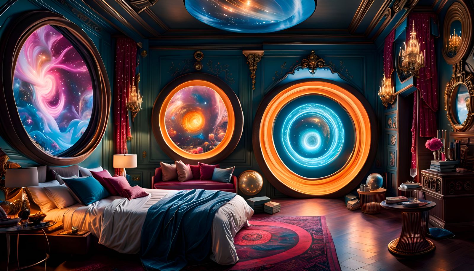 Magical Wizard's Room with Portals in Pastel