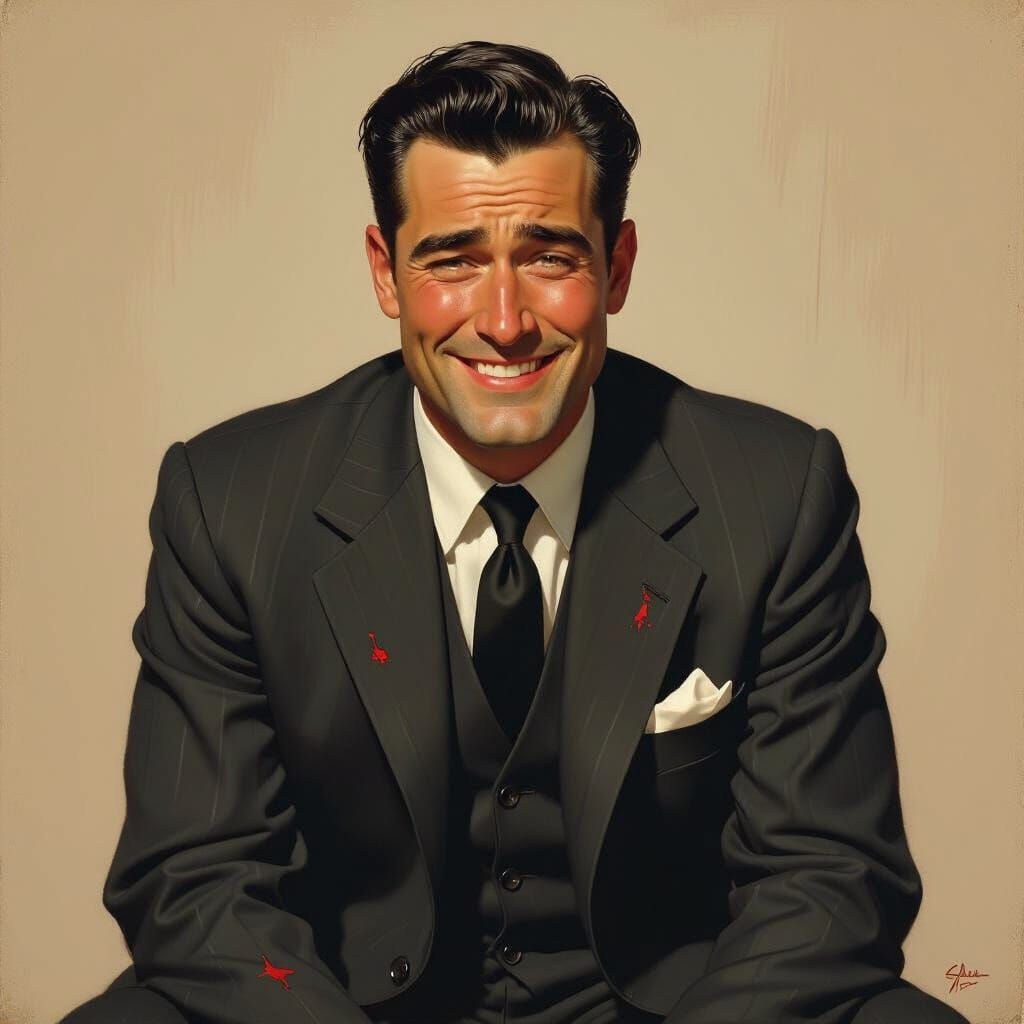 1940s Man with Scratched Knees in Rockwell Style