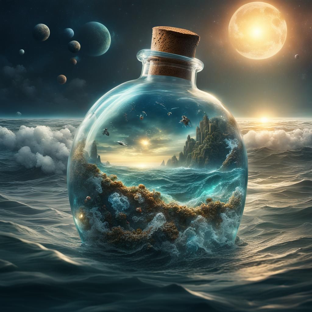 God Drinks Universe from Bottle: Digital Matte Painting