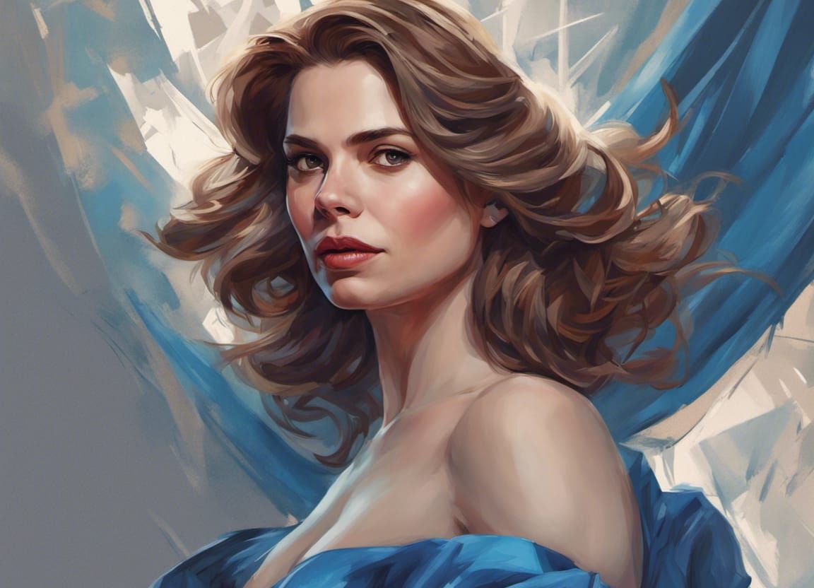 Hayley Atwell in Blue Gown: Detailed Portrait