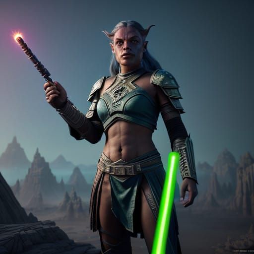 Epic Kaleidoscopic Jedi Warrior in Dreamlike Splendor