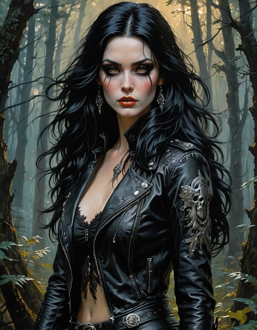 Goth Woman Portrait in Fantasy Art Style
