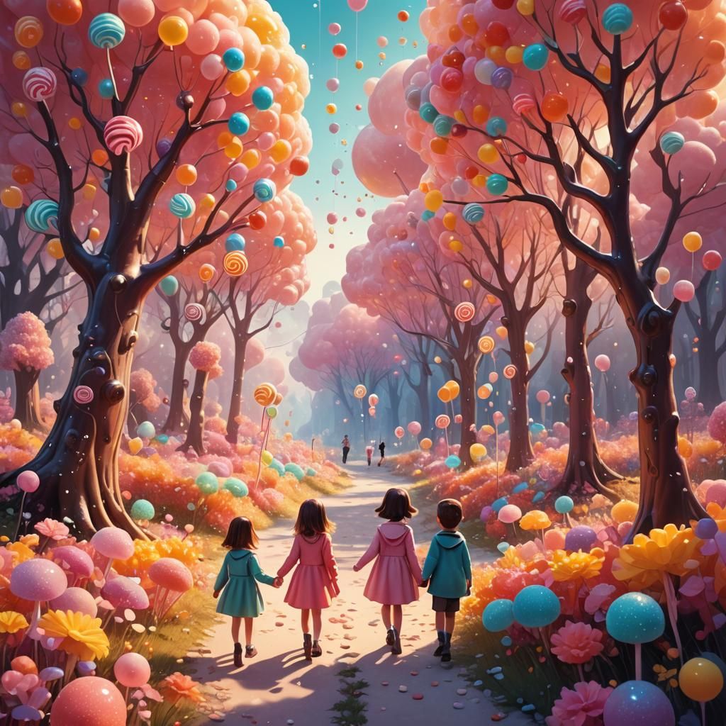 Vibrant Candy World Digital Matte Painting