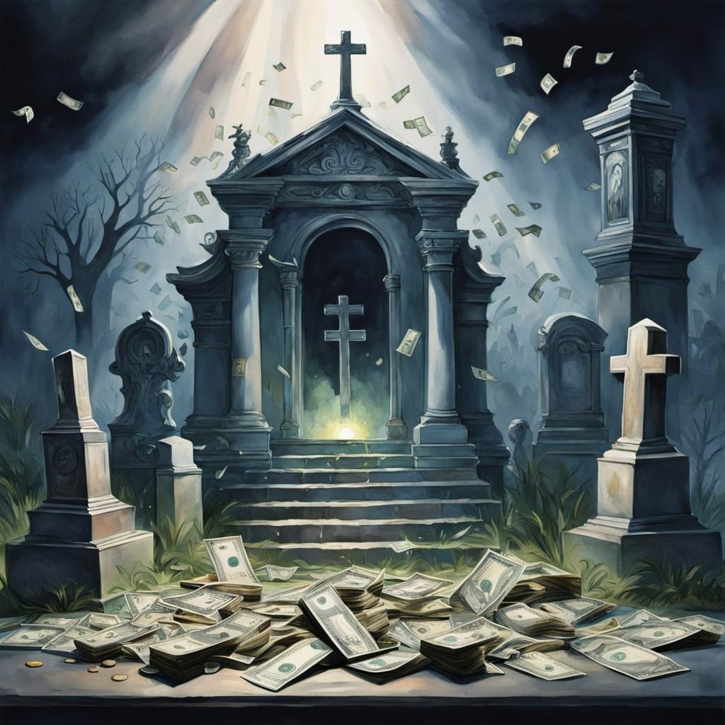 Watercolor Money Cemetery Portrait