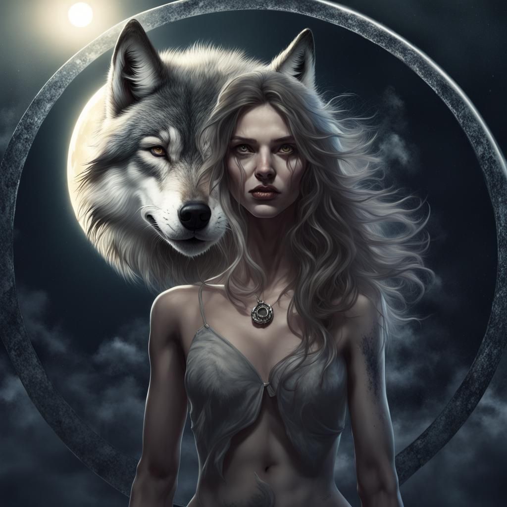 Werewolf Transformation During Full Moon: Fantasy Art