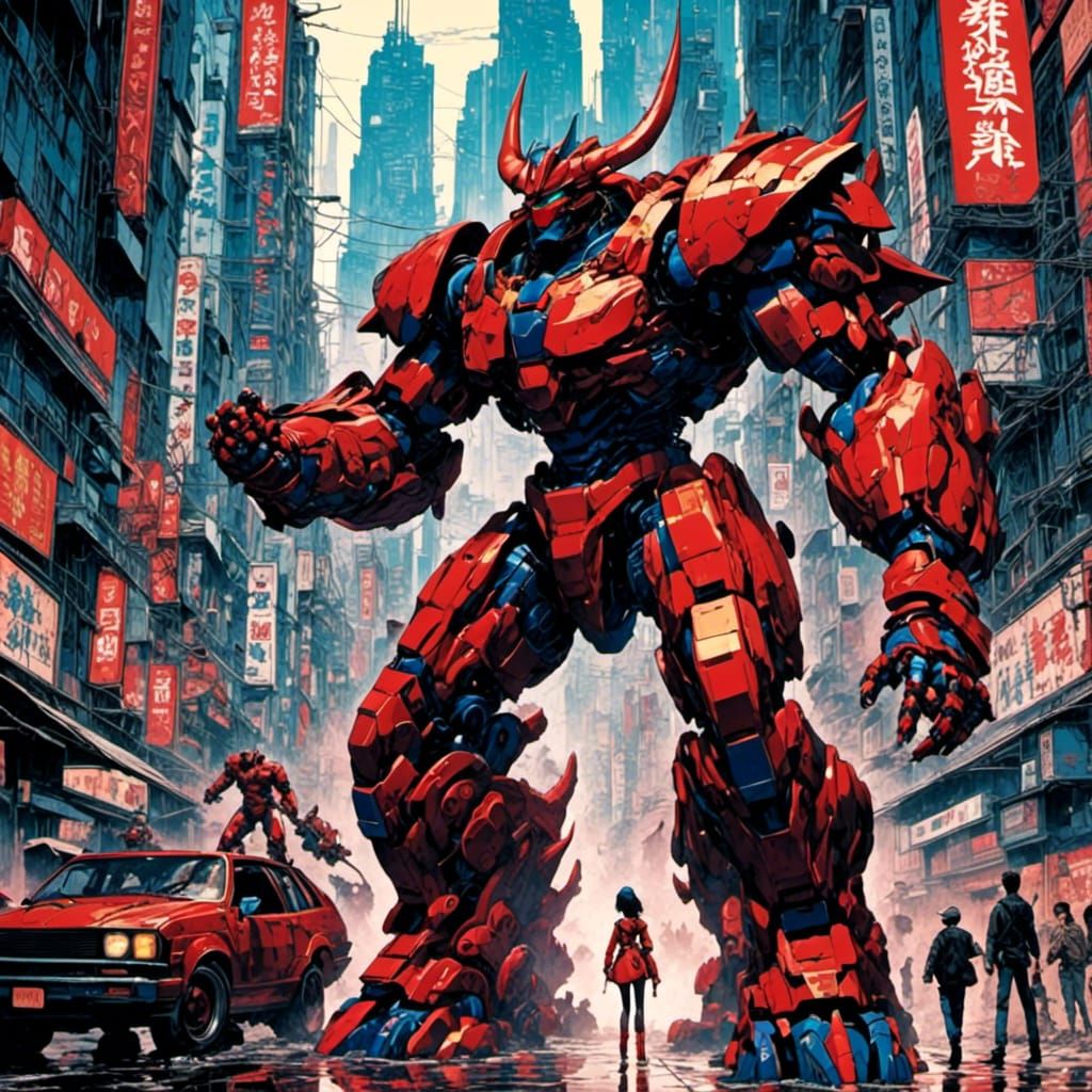 Demonic Kaiju Titan Wreaks Havoc on Tokyo: 80s Anime