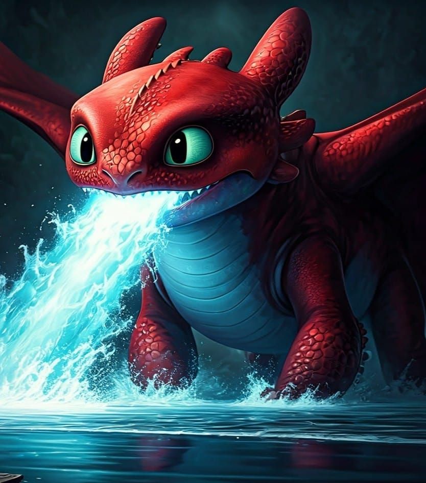 Red Dragon and Braided Girl: Fantasy Concept Art