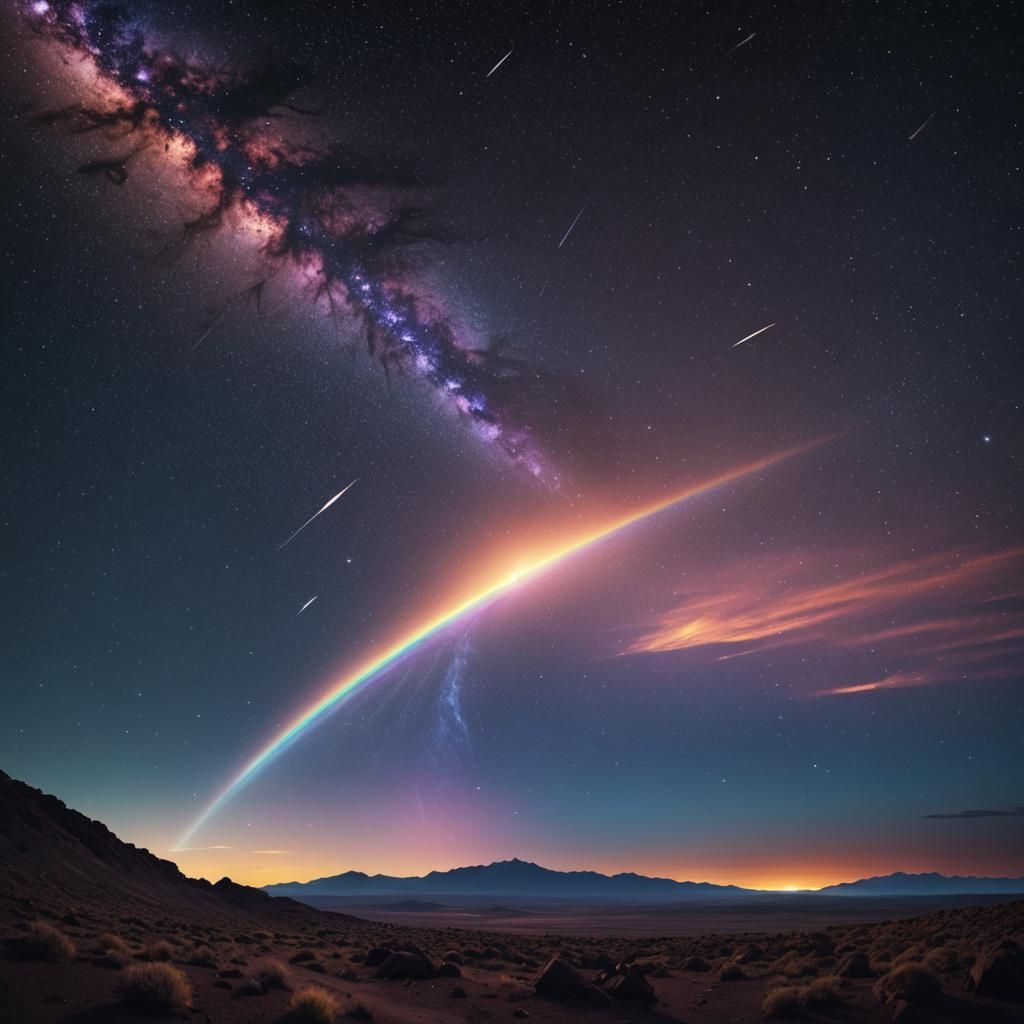 Rainbow Comet Streaks Across the Night Sky