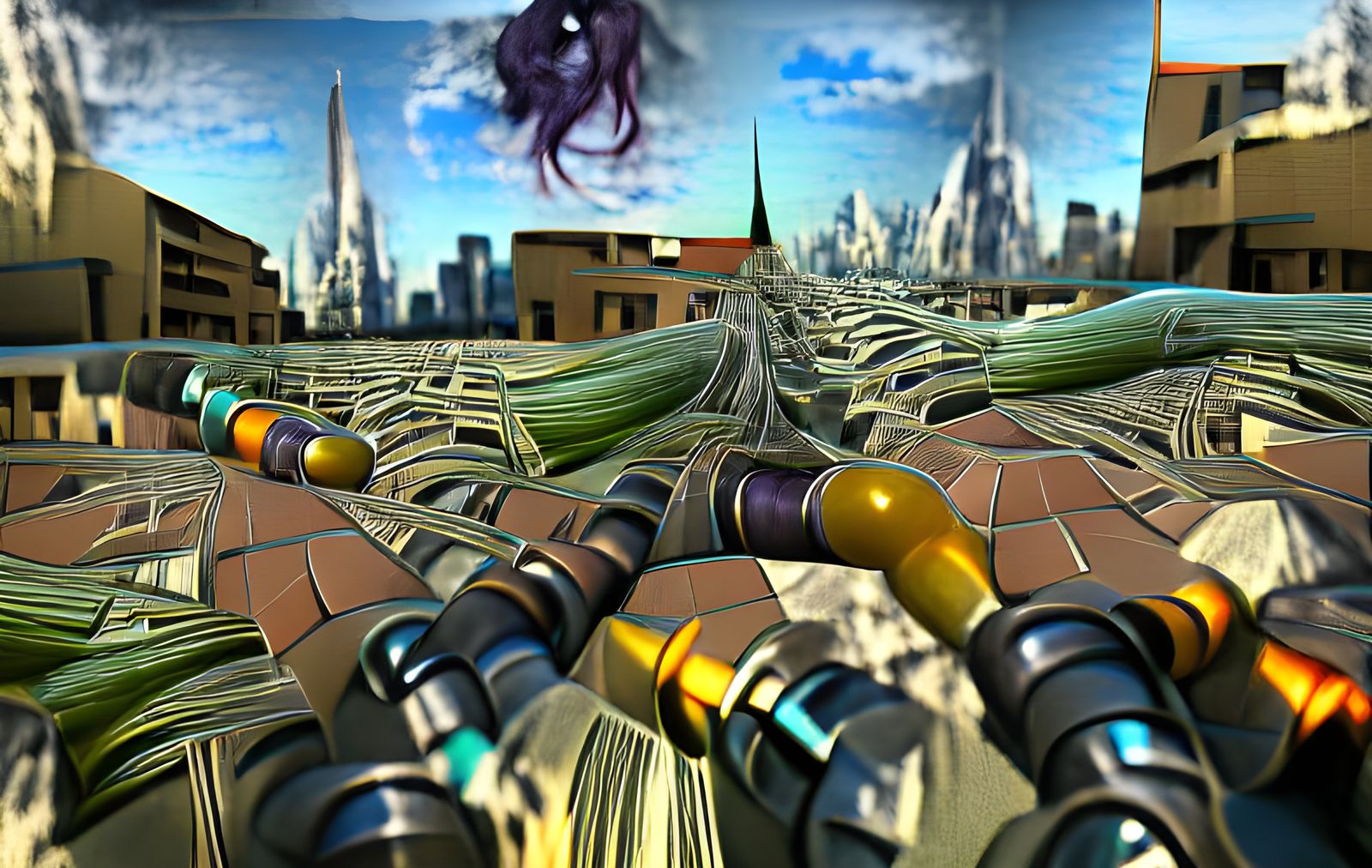 Endless Futuristic Cityscape to the Horizon