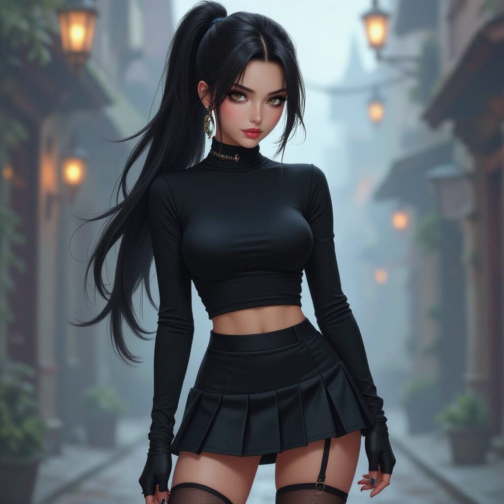 Cat Girl in Matte Painting Style