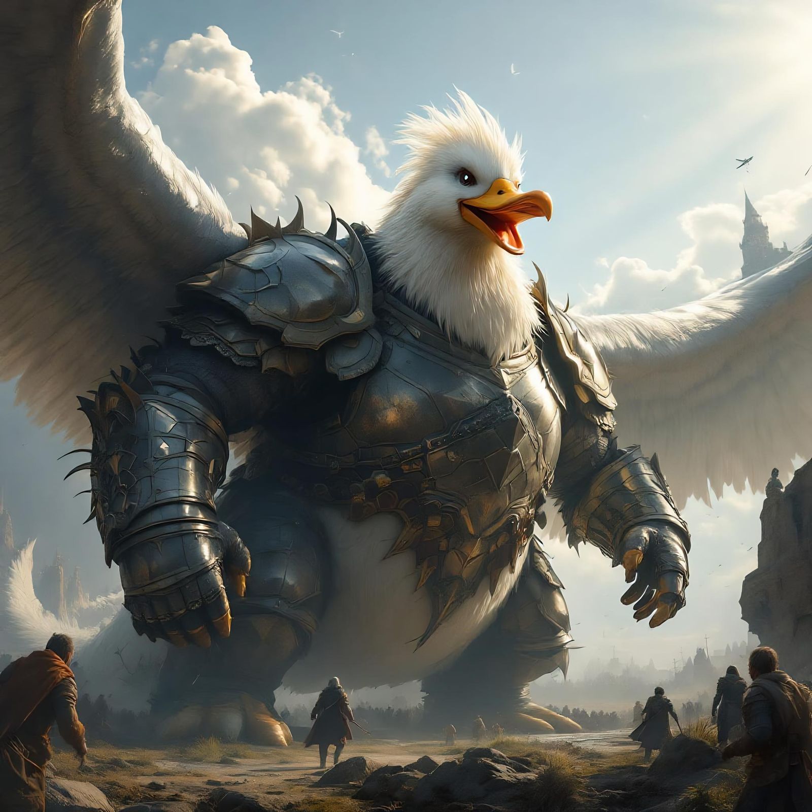 Armored Duck Knight on Battlefield, by Adi Granov