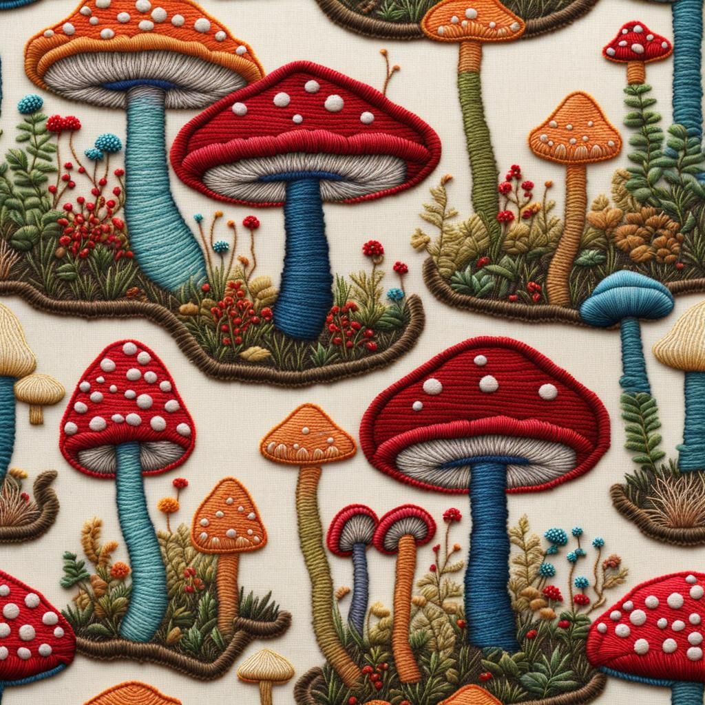 Embroidered Magical Mushrooms: A Fusion of Fantasy