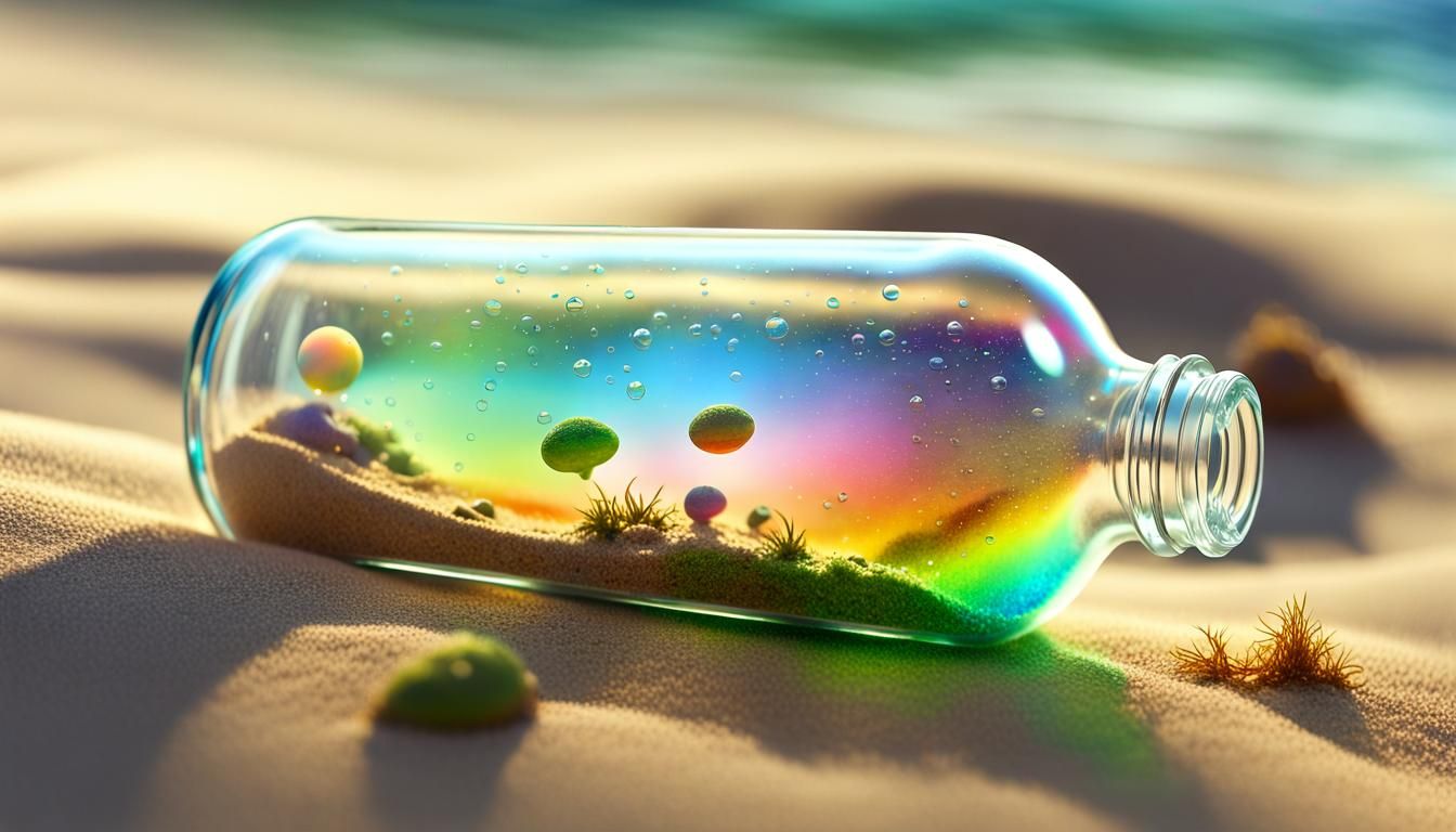 Fantasy Spaceship in a Bottle on the Beach