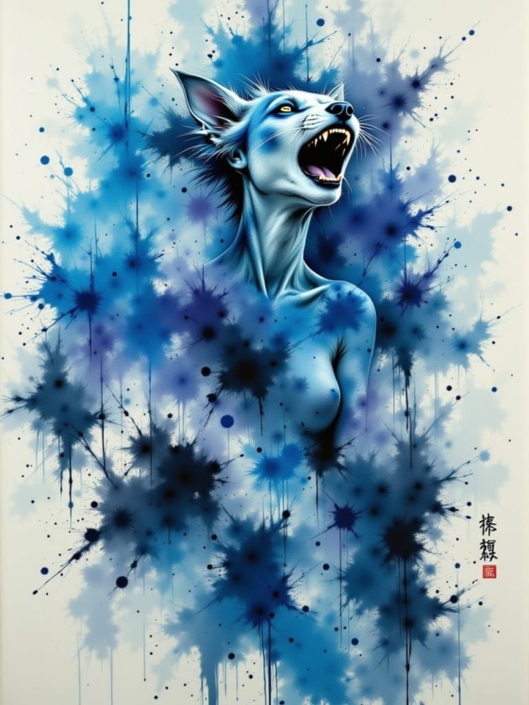 Winter Night in Elegant Brushwork and Powder Blue