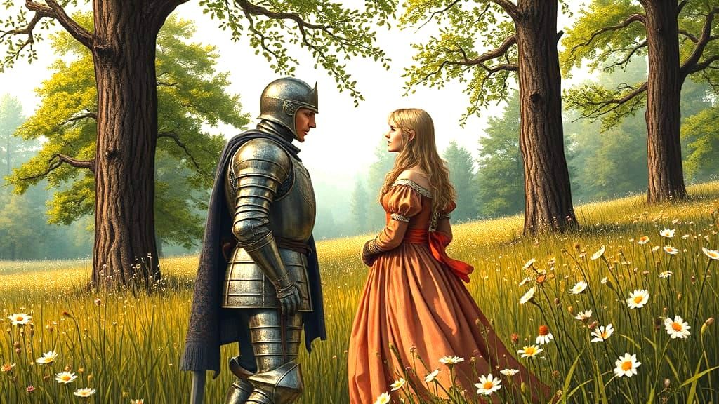 German Knight and Young Lady Bidding Farewell in 16th Centur...