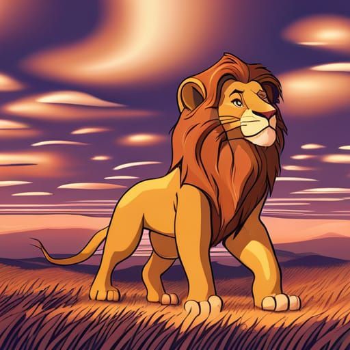 Simba and Timon Stroll: Abstract Vector Art