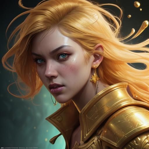 Intricately Detailed Gold Splash Art