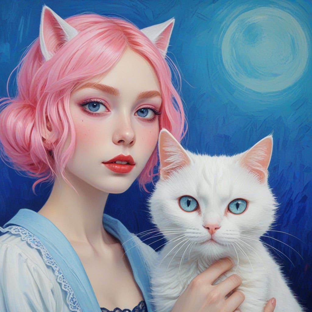 Vampire and Cat Body Swap in Anime Style