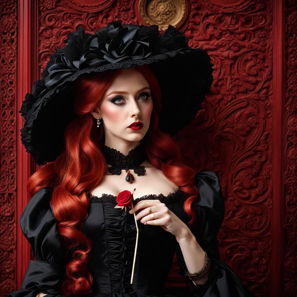 Victorian Woman with Pinwheel Eyes, Detailed Portrait