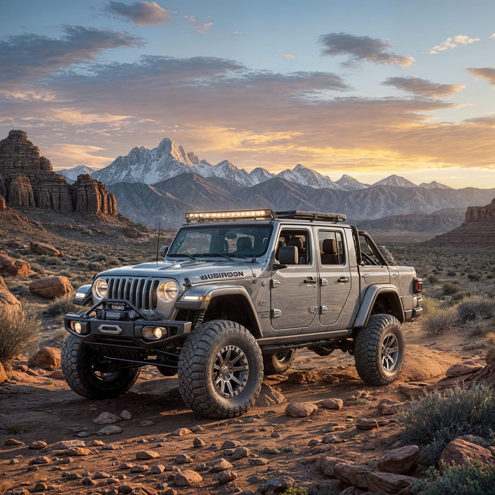 Jeep Gladiator Navigates Utah Trail with La Salle Mountains
