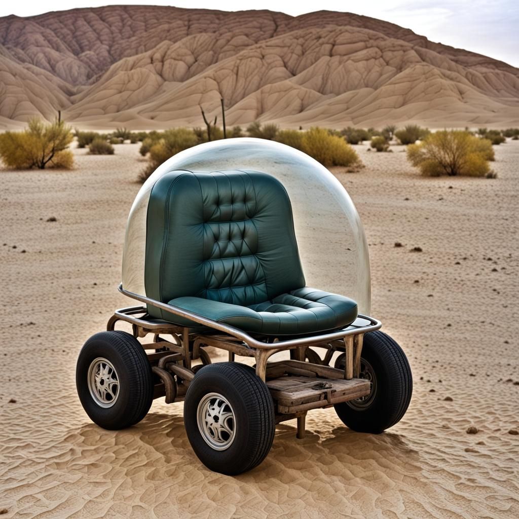 Surreal Brain-Car in Desert Landscape
