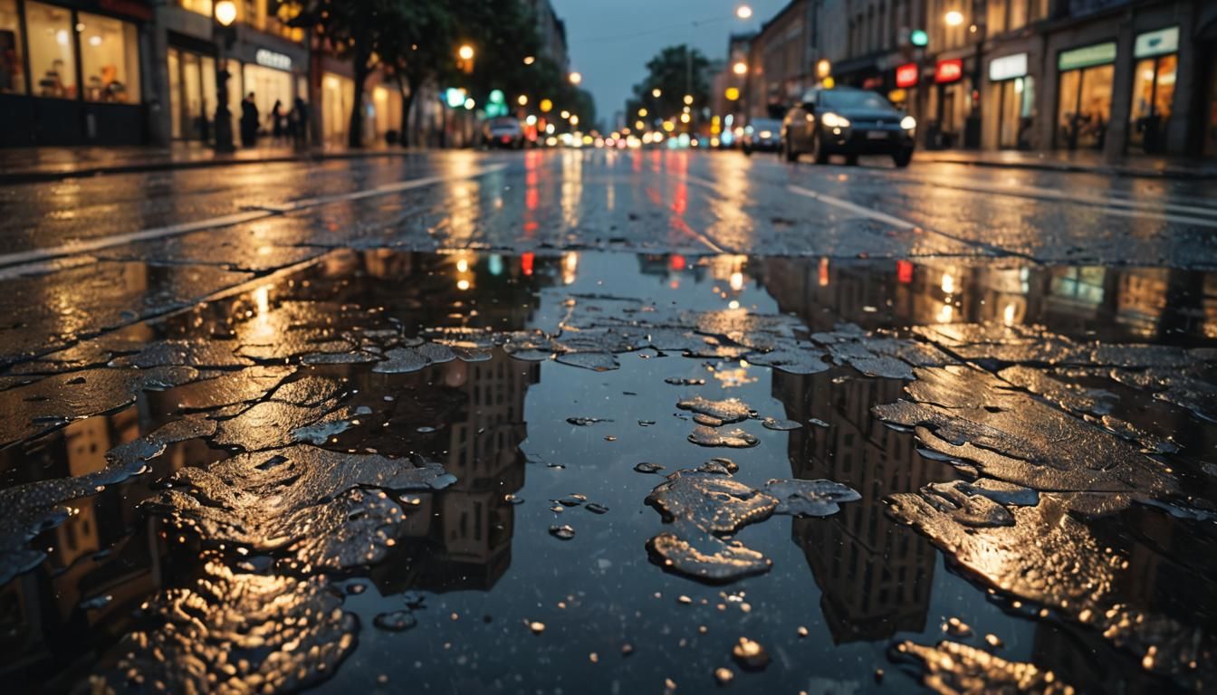 City Street Reflections After Rain: Professional Photography