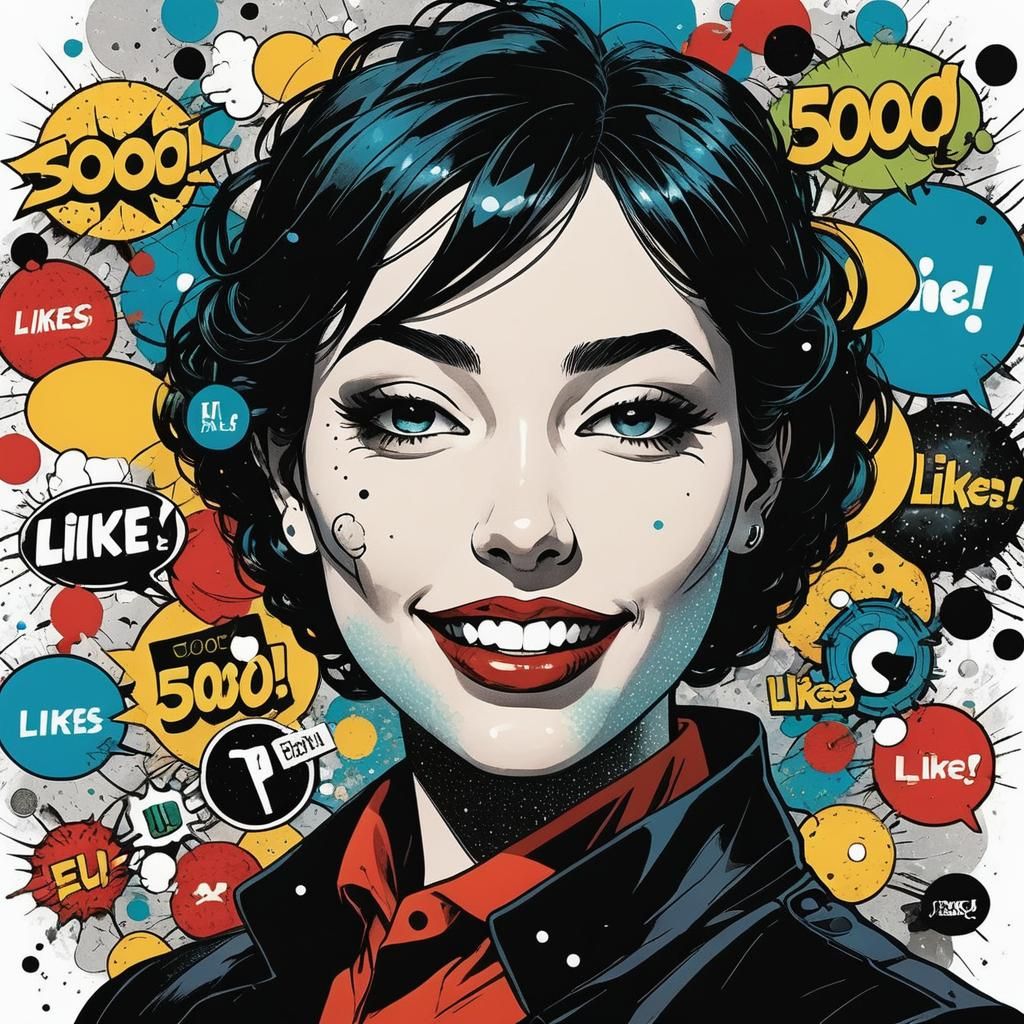 Happy Girl with Comic Speech Bubble in Pop Art