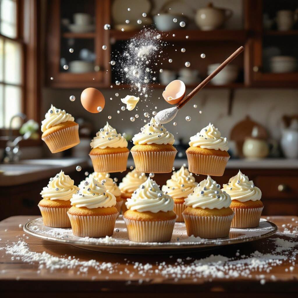 Magical Vanilla Cupcakes Conjured in Antique Kitchen