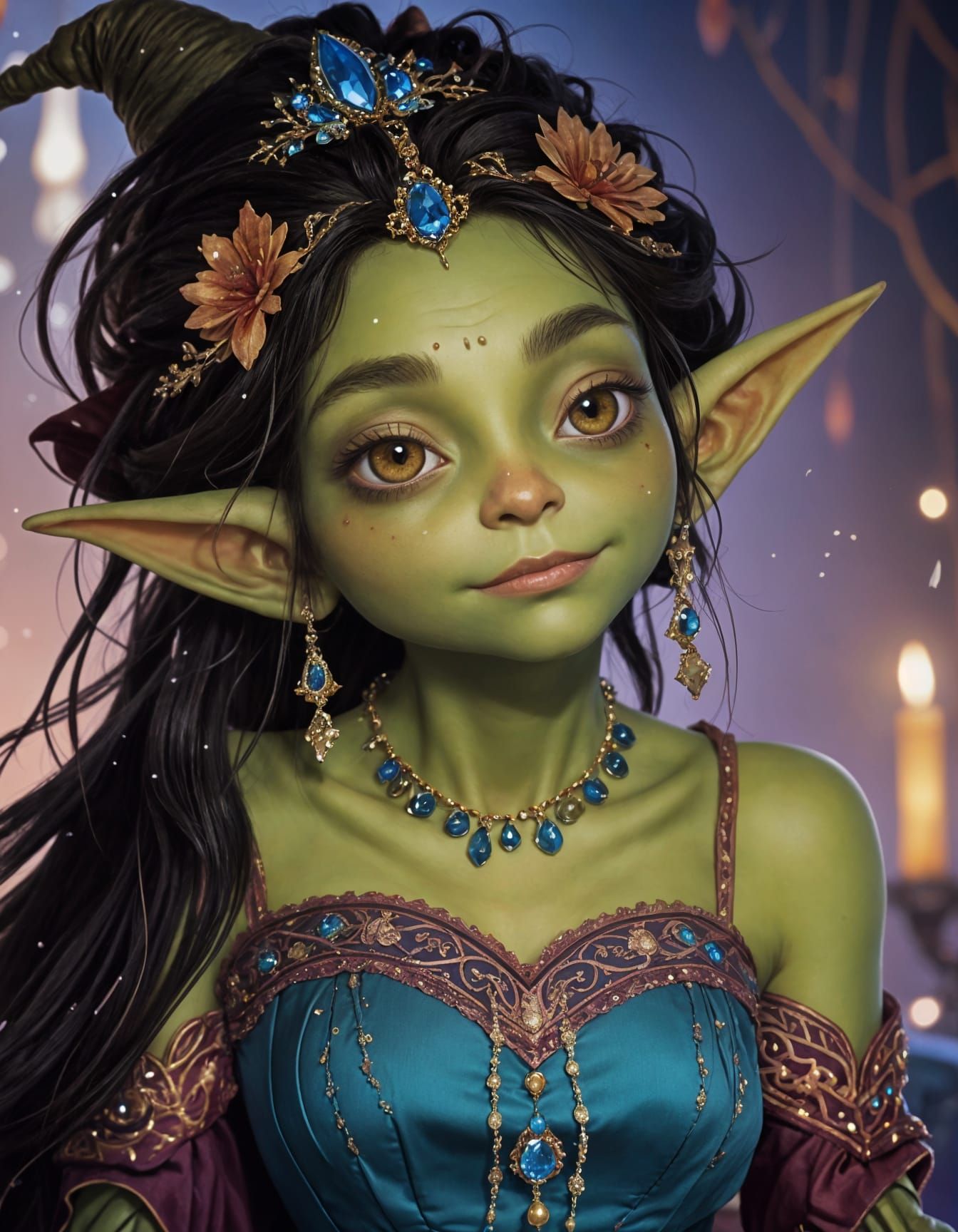 Goblin in Opulent Clothing Admires Herself