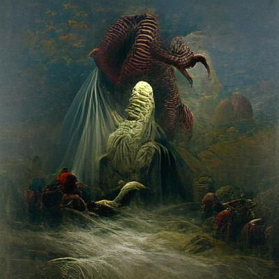 Mythical Scavenger in Dark Fantasy Style
