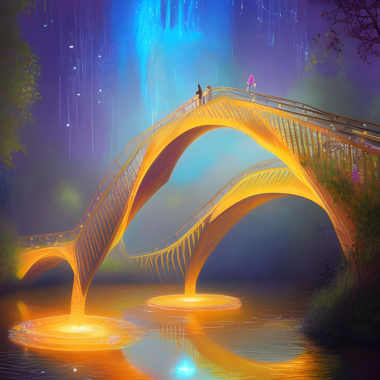 Honeycomb Bridge over Honey Creek in Pastel Art