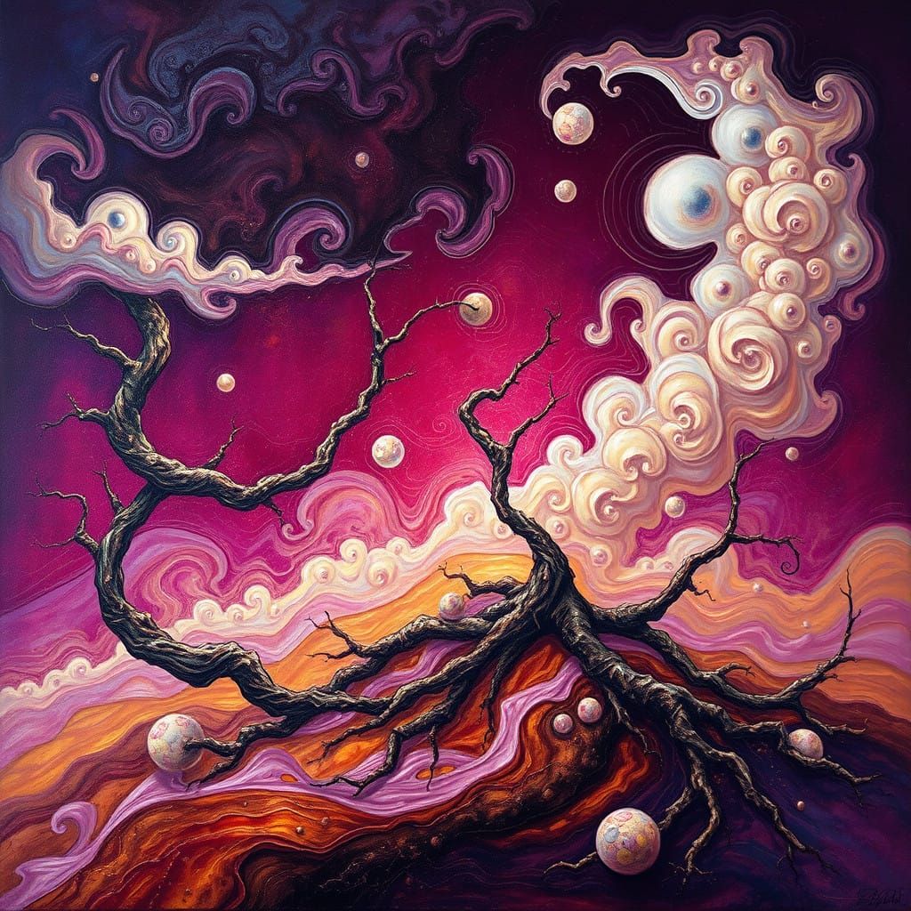 Surreal Dreamscape in Iridescent Hues