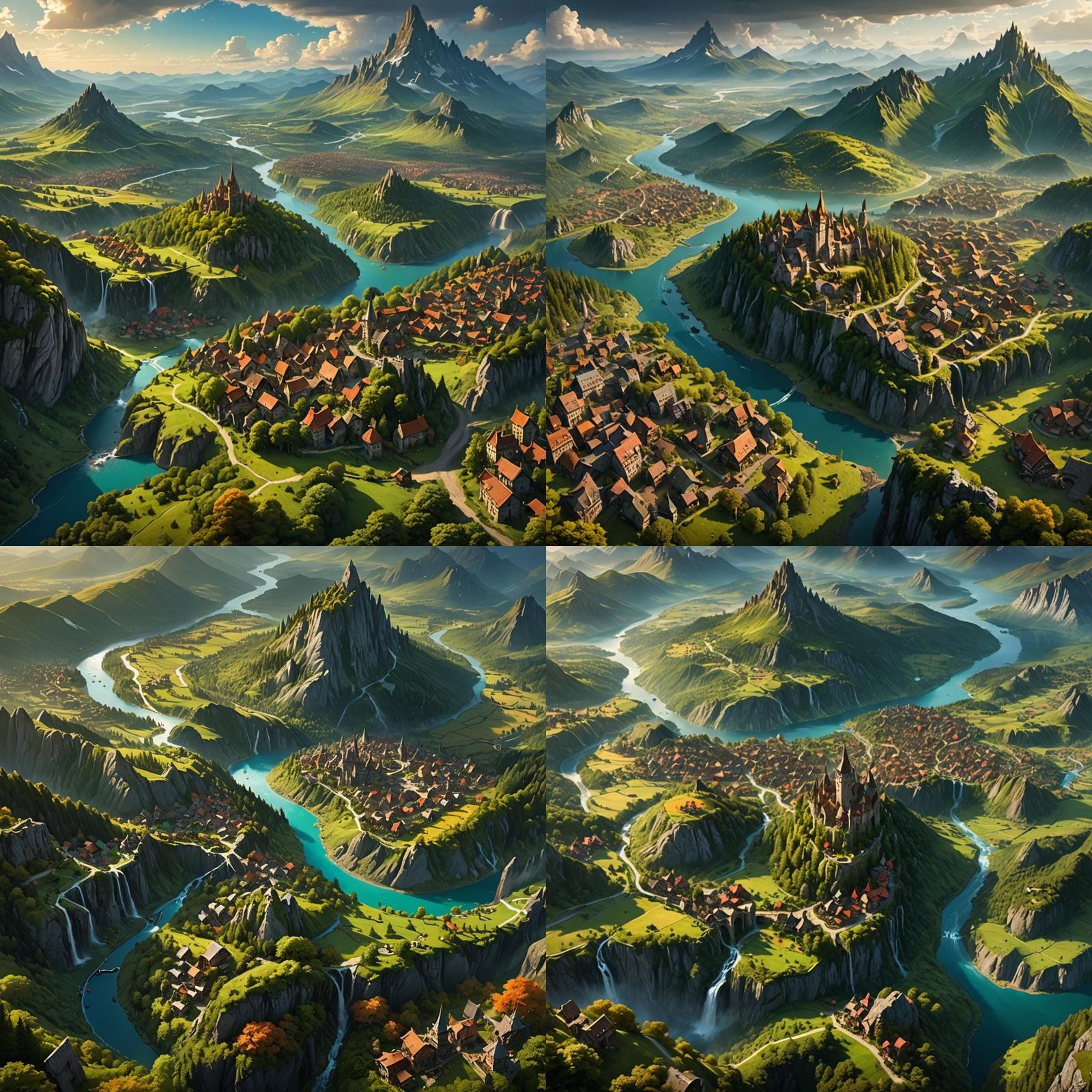 Enchanting Bird's-Eye View of a Fantasy World