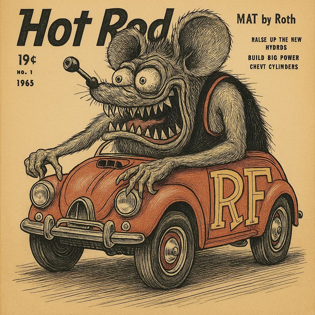 Rat Fink Monster Illustration from Hot Rod Magazine, 1965