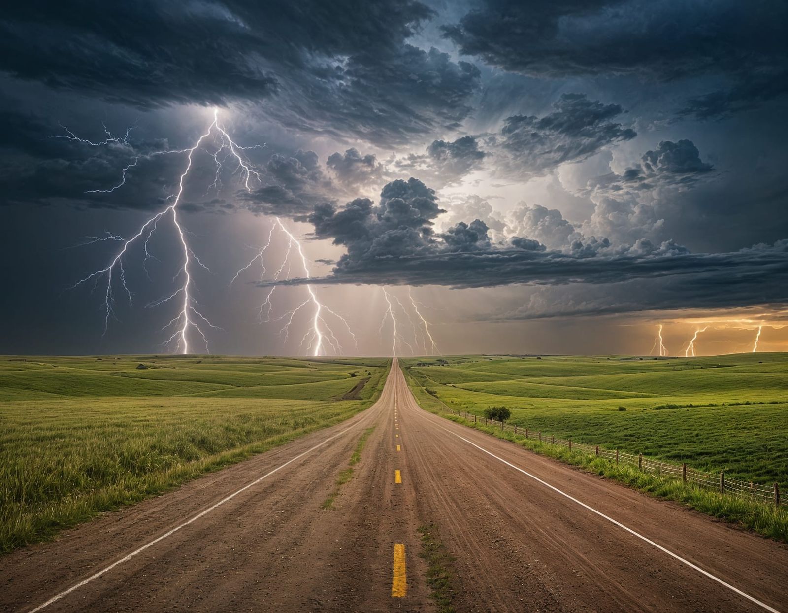 Epic Storm Over North Dakota Country Road