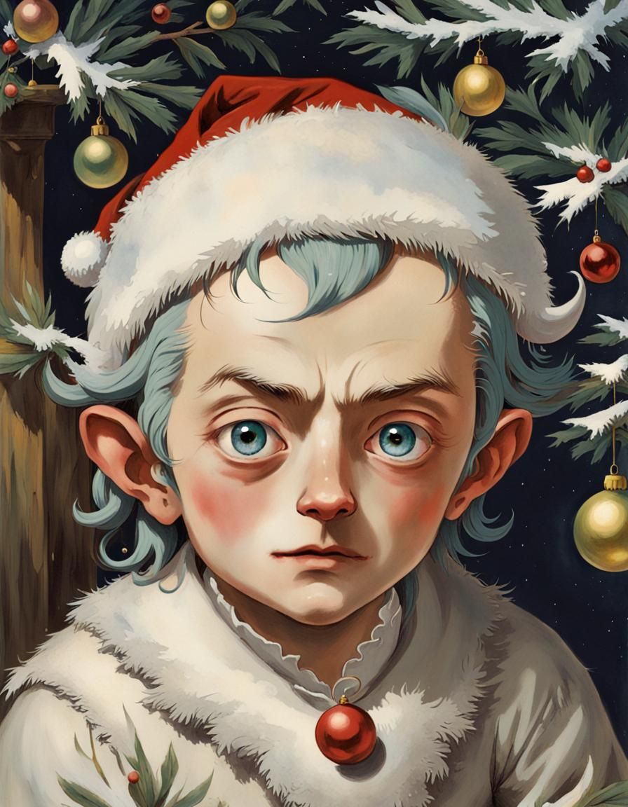 Intricate Christmas Portrait in Surreal Style