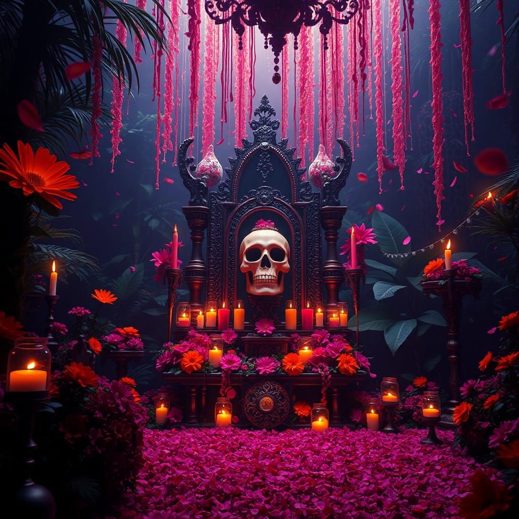 Los Muertos Scene in Surreal Biomechanical Style