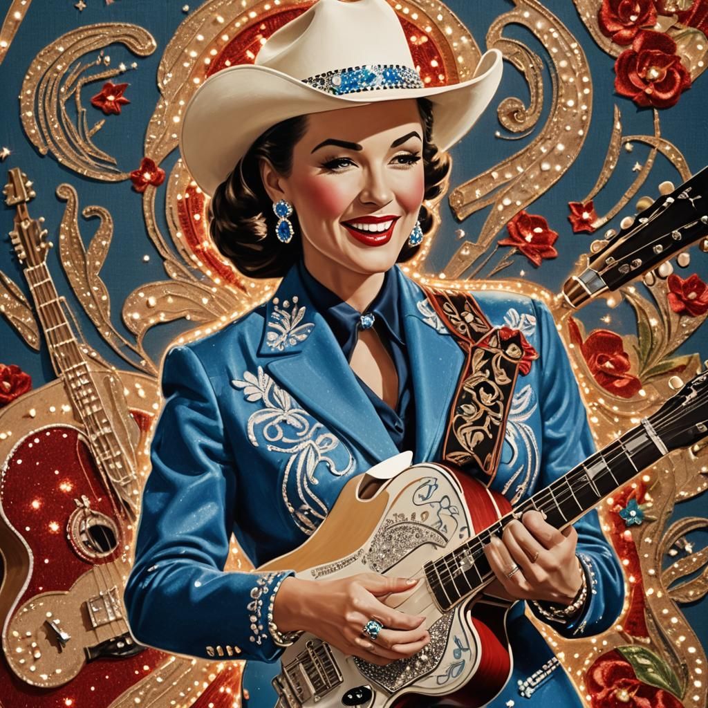 1950s Singer in Rhinestone Suit, Rockabilly Style