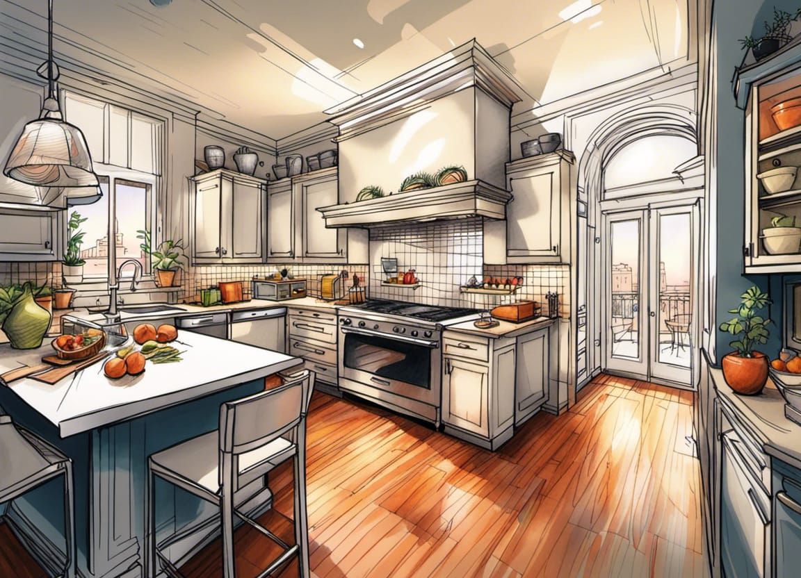 Detailed Kitchen Interior Design Illustration