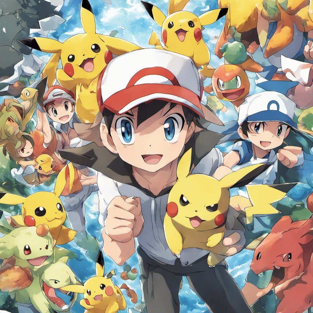 Anime-Inspired Pokemon Artwork in Manga Style