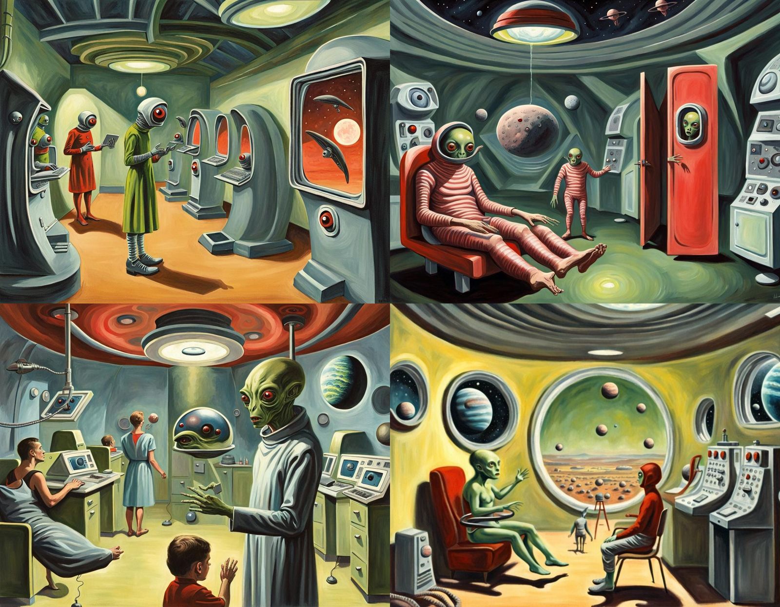 Surreal Alien Ward in Ladybird Book Style