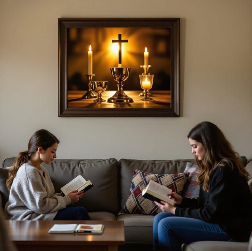 Praying Figures Before Communion Image