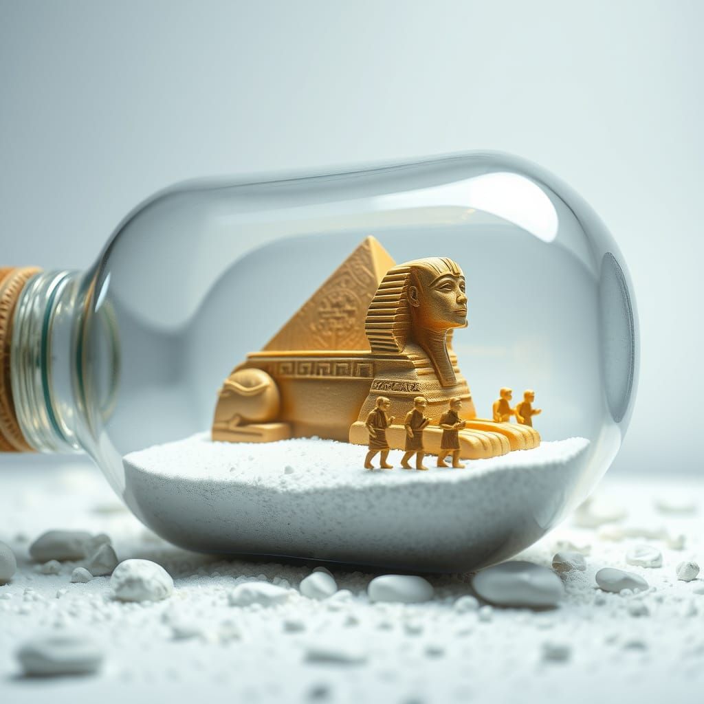 Egyptian Sphinx and Terracotta Army in a Bottle