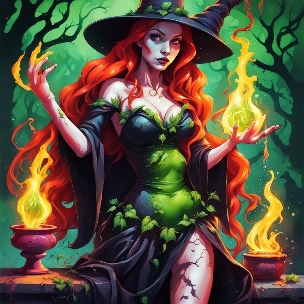 Poison Ivy Witchcraft in Graffiti Art Style