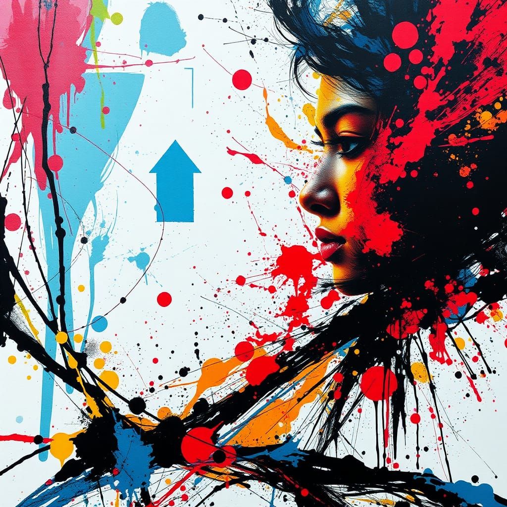 Abstract Ink Splatter Art in Expressive Style
