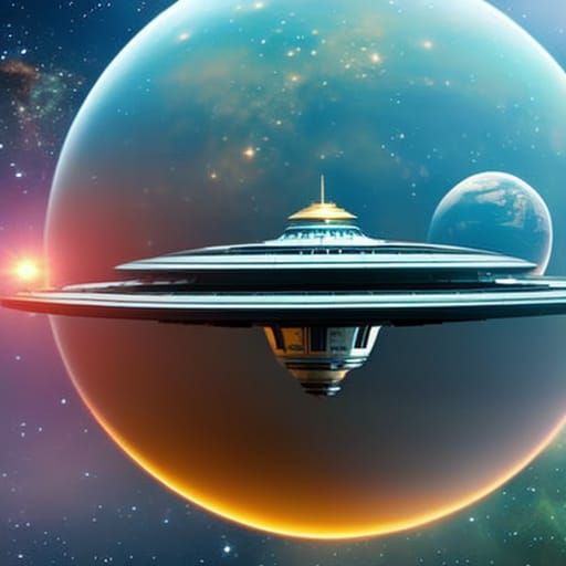 Sci-Fi Spaceship Window View of Planets