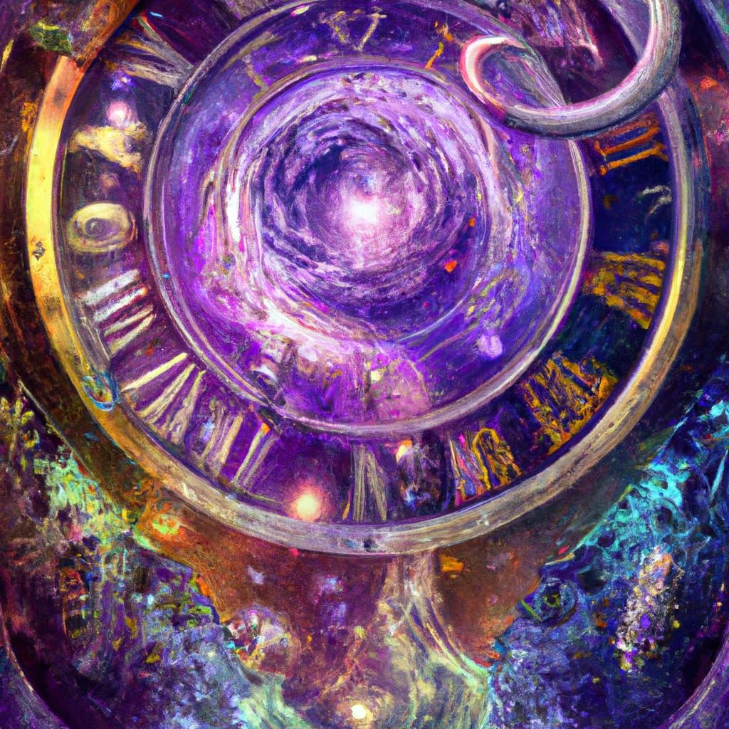 Cosmic Time Illustration in Mixed Media Style